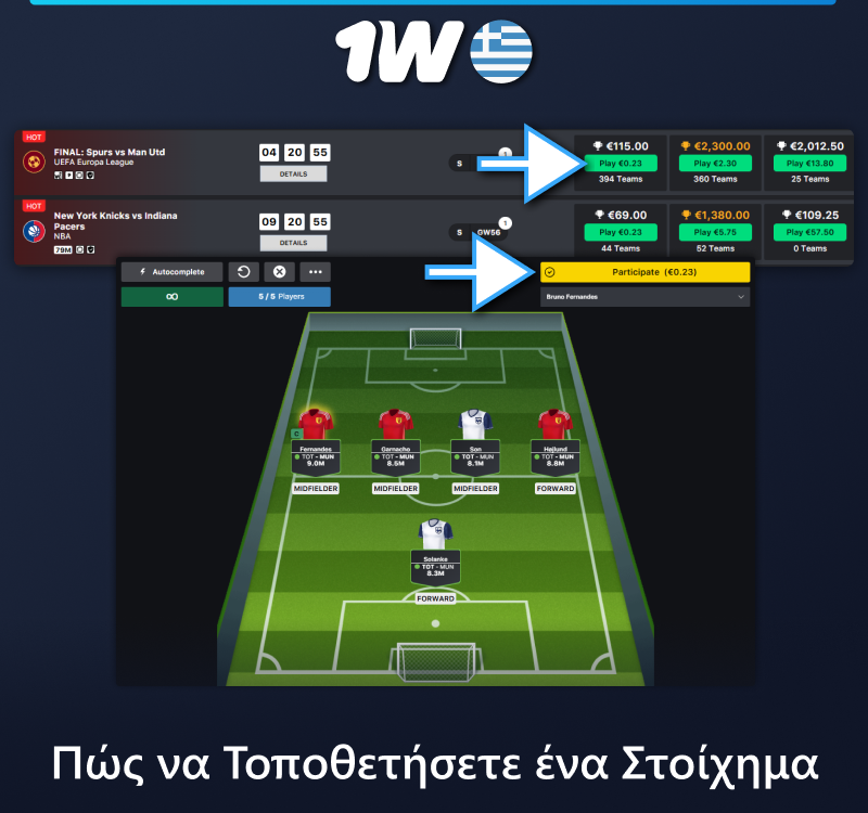 Οδηγίες για το πώς να στοιχηματίσετε στα Fantasy Sports στο 1w