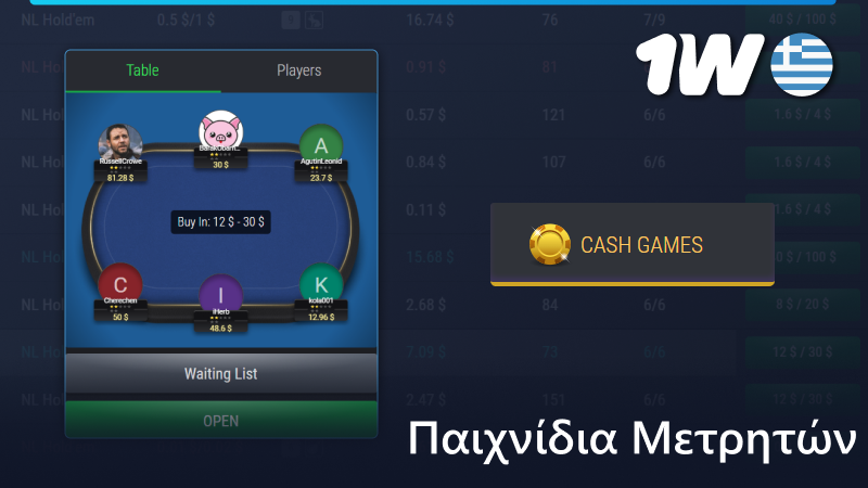 Κατηγορία πόκερ «Παιχνίδια μετρητών» στο 1w